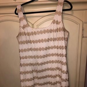 Gold and white Lilly Pulitzer dress.